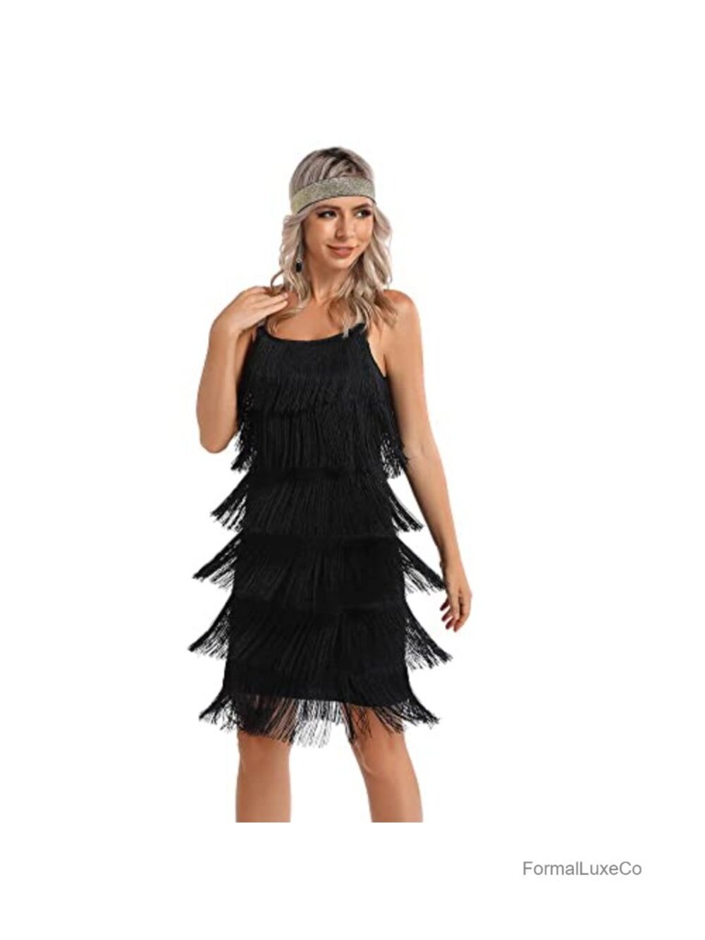 Great Gatsby Flapper Tassel Dress with Headband 20s Party Costume Outfit